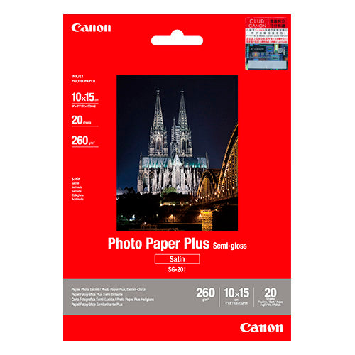 SG-201 Photo Paper Plus Semi-gloss 4"x6" (20 sheets)